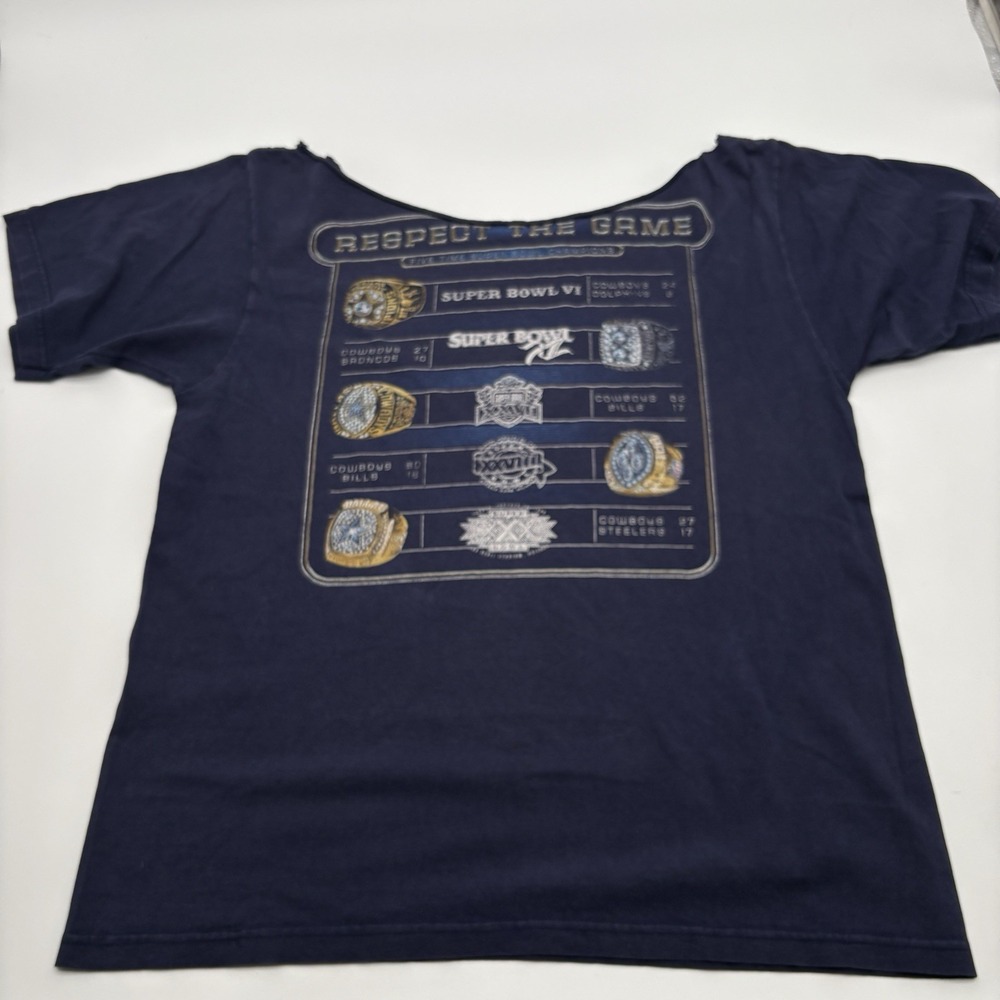 Dallas Cowboys Womens DIY Off The Shoulder Tee Super Bowl Rings Boxy Fit M/L - Picture 5 of 9